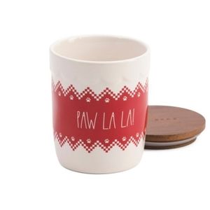 NIB Rae Dunn Paw La La Canister Red/White